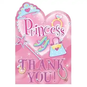 Tesco Prismatic Princess Thank You Notes with Envelopes - Pack of 8 offer