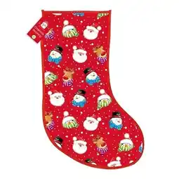 Tesco Santa Claus & Friends Cute Christmas Woven Present Stocking 59cm offer