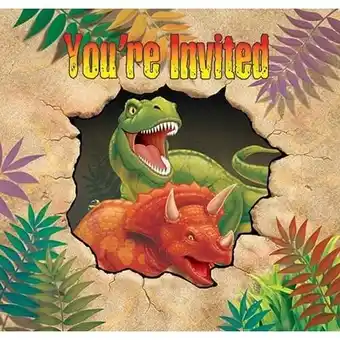 Tesco Dino Blast Invitations with Envelopes - Pack of 8 offer