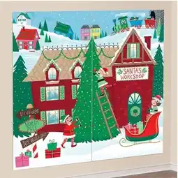 Tesco Santa's Workshop Scene Setter Add-On Wall Decorating Kit Christmas Backdrop offer