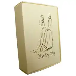 Tesco Ivory Cake Boxes with Bride and Groom Wedding Day Print in Gold - Pack of 10 offer