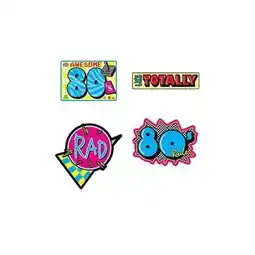 Tesco Awesome Retro 80's Decorative Cutouts - Pack of 4 offer