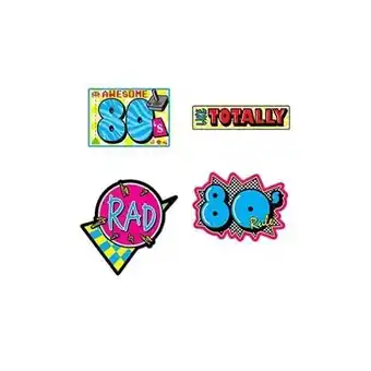 Tesco Awesome Retro 80's Decorative Cutouts - Pack of 4 offer