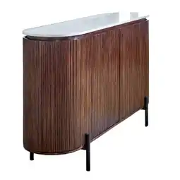 Tesco Miel Mango Wood Sideboard With Marble Top & Metal Legs offer