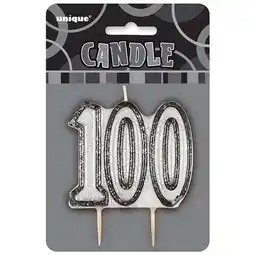 Tesco Black Glitz Theme Number Candle - Number 100 offer