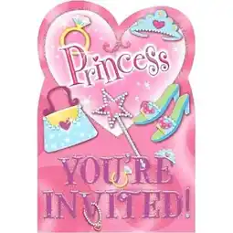 Tesco Prismatic Princess Invitations with Envelopes - Pack of 8 offer