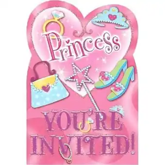 Tesco Prismatic Princess Invitations with Envelopes - Pack of 8 offer