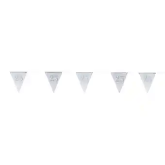 Tesco Sparkling Silver Anniversary Prismatic Plastic Bunting 400cm offer