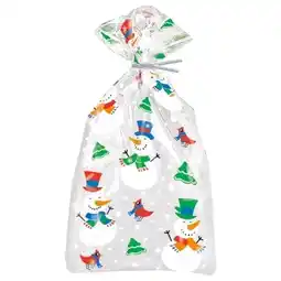 Tesco Christmas Snowman Glee Cello Bags with Twist Ties - Pack of 20 offer