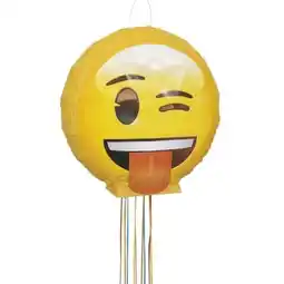 Tesco Emoji Cheeky Wink 3D Pull String Pinata 40cm offer