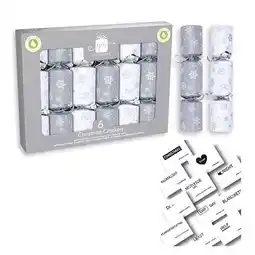 Tesco White and Silver Snowflakes Mini Christmas Crackers 15cm / 6 in- Pack of 6 offer