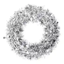 Tesco Silver Tinsel Christmas Wreath 28cm offer