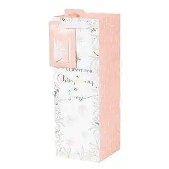 Tesco Tom Smith Pastel Pink Christmas Bottle Gift Bag 34cm offer