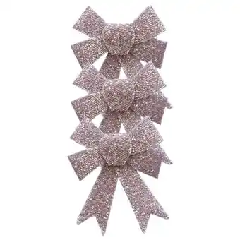 Tesco Rose Gold Christmas Glitter Tinsel Bows - Pack of 3 offer