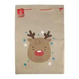 Tesco Christmas Rudolph Jute Gift Sack 50cm offer