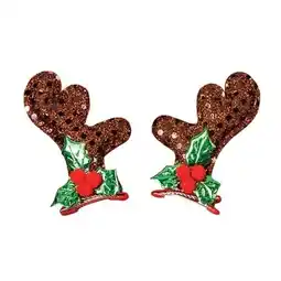 Tesco Christmas Red Sequin Reindeer Antler Hairclips offer