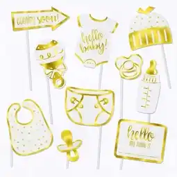 Tesco Gold Foil Stamped Baby Shower Party Photo Booth Props - Pack of 10 offer