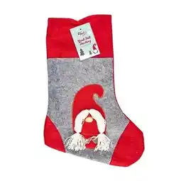 Tesco Red and Grey Long Hair Gonk Felt Christmas Stocking offer