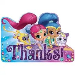 Tesco Shimmer And Shine Thank You Cards With Envelopes Pack Of 8 offer