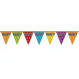 Tesco Holographic Party Foil Triangle Bunting 8m offer