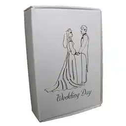 Tesco White Cake Boxes with Bride and Groom Wedding Day Print in Gold - Pack of 10 offer