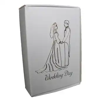 Tesco White Cake Boxes with Bride and Groom Wedding Day Print in Gold - Pack of 10 offer