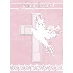 Tesco Pink Dove Cross Invitations with Envelopes - Pack of 8 offer