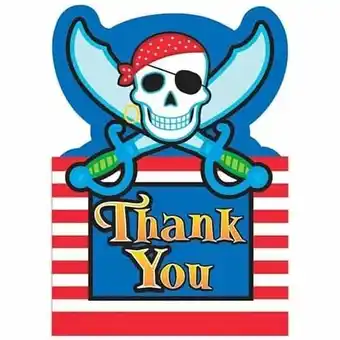 Tesco Pirate Party Thank You Cards with Envelopes - Pack of 8 offer