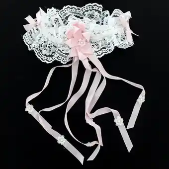 Tesco White and Pink Wedding Lace Garter offer