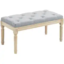 Tesco HOMCOM End of Bed Bench Tufted Upholstered Linen-Touch Ottoman offer