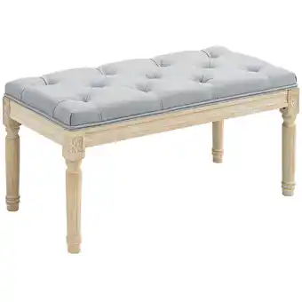 Tesco HOMCOM End of Bed Bench Tufted Upholstered Linen-Touch Ottoman offer