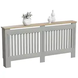 Tesco Vida Designs Arlington Radiator Cover Painted MDF Slatted Cabinet, Grey, 172cm offer