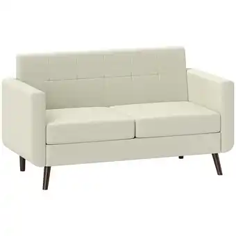 Tesco HOMCOM Modern Upholstered Fabric Loveseat Sofa, Cream White | Beige offer