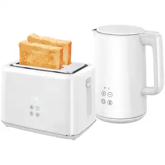 Tesco HOMCOM 1.5L 3000W Fast Boil Electric Kettle and 2 Slice Toaster White offer