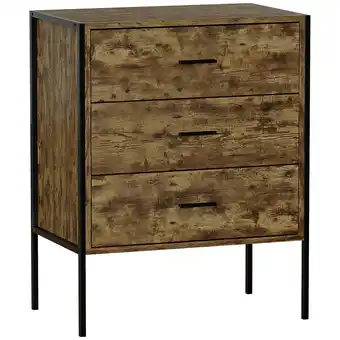 Tesco Vida Designs Brooklyn 3 Drawer Chest of Drawers Industrial Bedroom Storage, Dark Wood offer