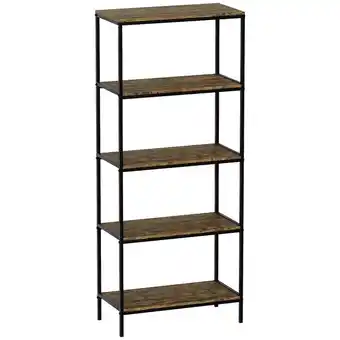 Tesco Vida Designs Brooklyn 5 Tier Bookcase Industrial Style Display Storage, Dark Wood offer