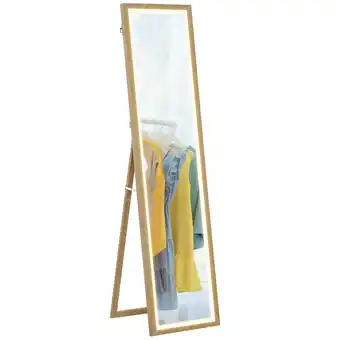 Tesco HOMCOM Dimming Full Length Mirror w/ Lights Leaning Wall Mount Oak offer