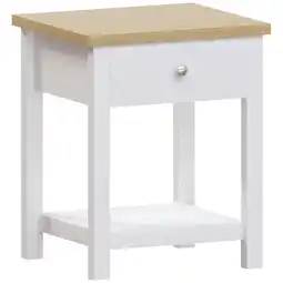 Tesco Vida Designs Arlington 1 Drawer Side Table Shaker Sofa Bedside Table, White & Oak offer