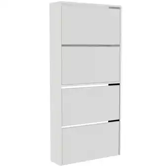 Tesco Vida Designs Welham 4 Drawer Mirrored Shoe Cabinet Shoe Rack Storage Cupboard, White offer