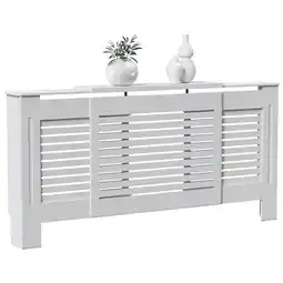 Tesco Vida Designs Milton Radiator Cover Painted MDF Slatted Cabinet Extendable, White, 140-204cm offer