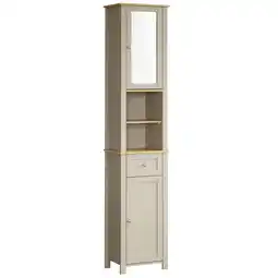 Tesco Bath Vida Priano 2 Door Tall Bathroom Cabinet With Mirror, Grey & Oak offer