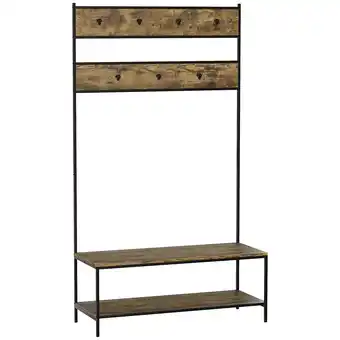 Tesco Vida Designs Brooklyn Coat Rack Stand Hallway Tall Tree Shoe Stand, Dark Wood offer