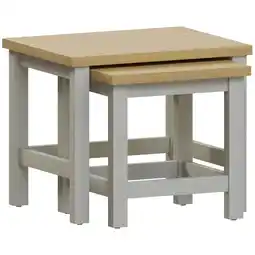 Tesco Vida Designs Arlington Nest of Tables 2 Piece Set Nesting Sofa Bedside Side Table, Grey & Oak offer