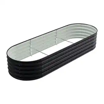 Tesco Living and Home Oval Galvanised Steel Raised Garden Bed, 240x80x42cm, Anthracite offer