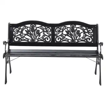 Tesco Living and Home Outdoor Garden Metal and Wood Bench, Black offer