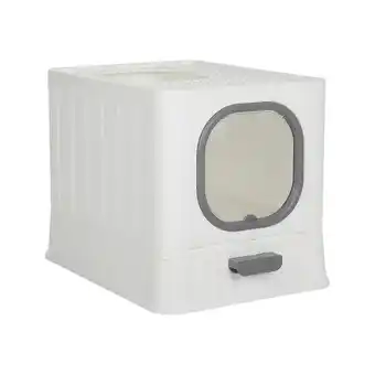 Tesco Living and Home Enclosed Folding Cat Litter Box with Scoop, White offer