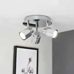 Tesco ValueLights Benton Polished Chrome IP44 Round 3 Way Adjustable Spot Flush Ceiling Light offer