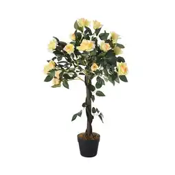 Tesco Living and Home 90cm Yellow Artificial Rose Flower Tree in Pot for Decoration offer