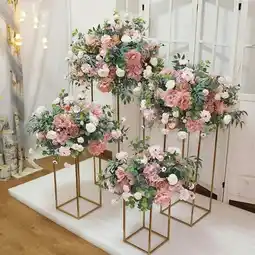 Tesco Living and Home Golden Metal Rectangular Flower Stand for Wedding Party Ornament, 80cm offer