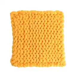 Tesco Living and Home Handwoven Chunky Knit Throw Blanket, Yellow offer